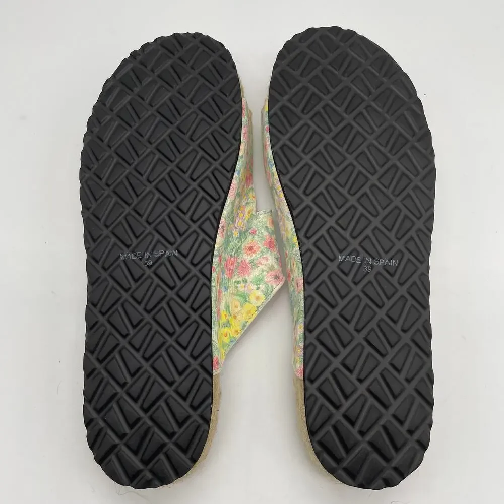 LoveShackFancy x Manebí Nordic Floral Leather Espadrille Slides - Rainbow Skies